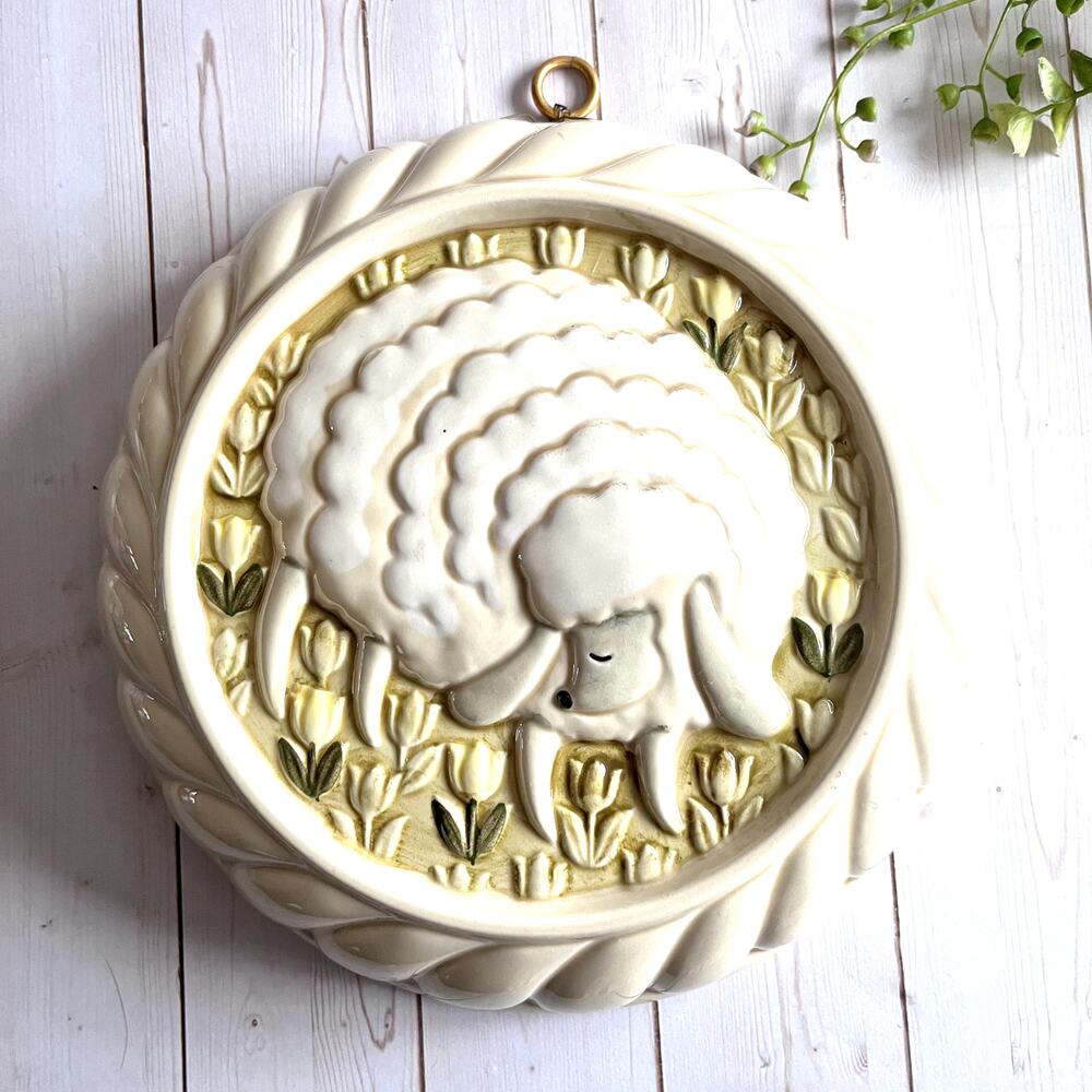VTG 1980s Himark Gourmet Kitchen Ceramic Sheep Mold Wall Decor Country Cottage